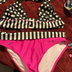 Black, white and pink bikini